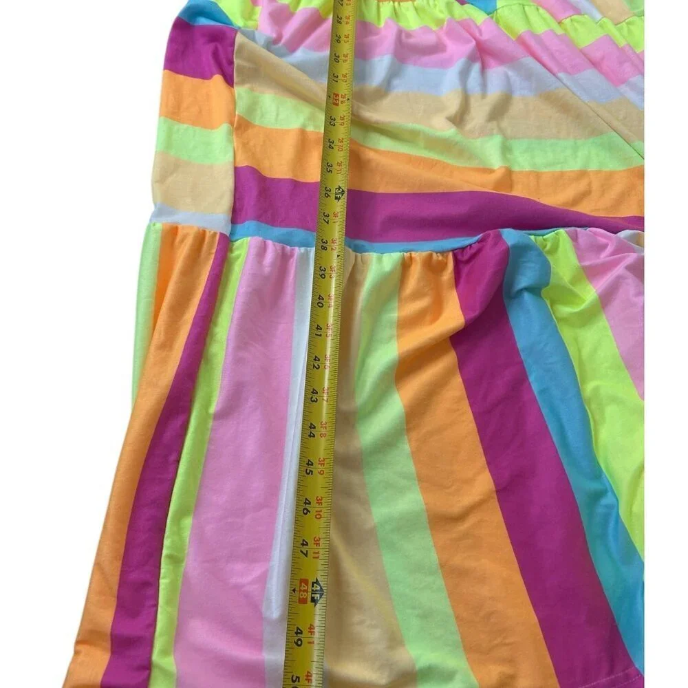 GirlyGoGarter Striped Sleeveless Maxi Dress | Size M | Fairy Rainbow Key Details - Picture 9 of 11